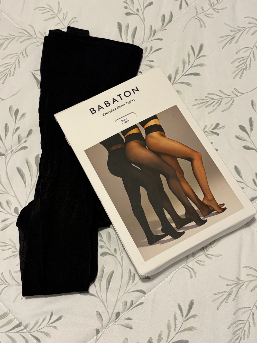 Aritzia Babaton Everyday Sheer Tights Large Black NEW 10 Denier Made In Italy